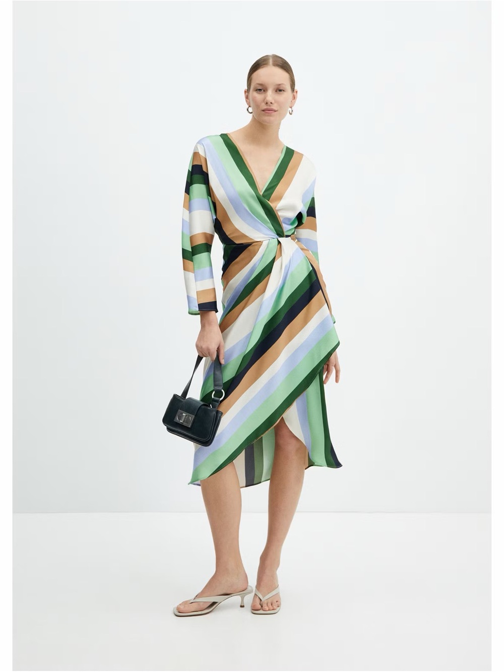 Mango striped satin dress NWT